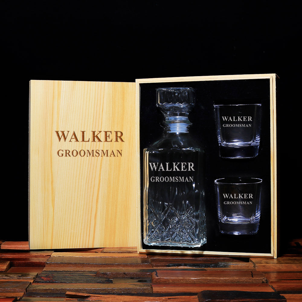 Groomsmen Gifts, Personalized Whiskey Decanter - Personalize Your Own Logo - Engravedideas