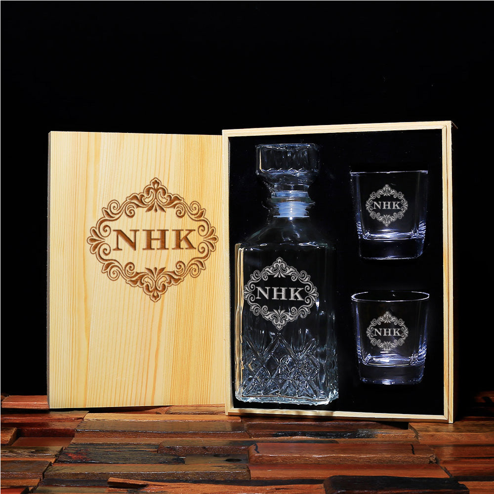 Groomsmen Gifts, Personalized Whiskey Decanter - Personalize Your Own Logo - Engravedideas