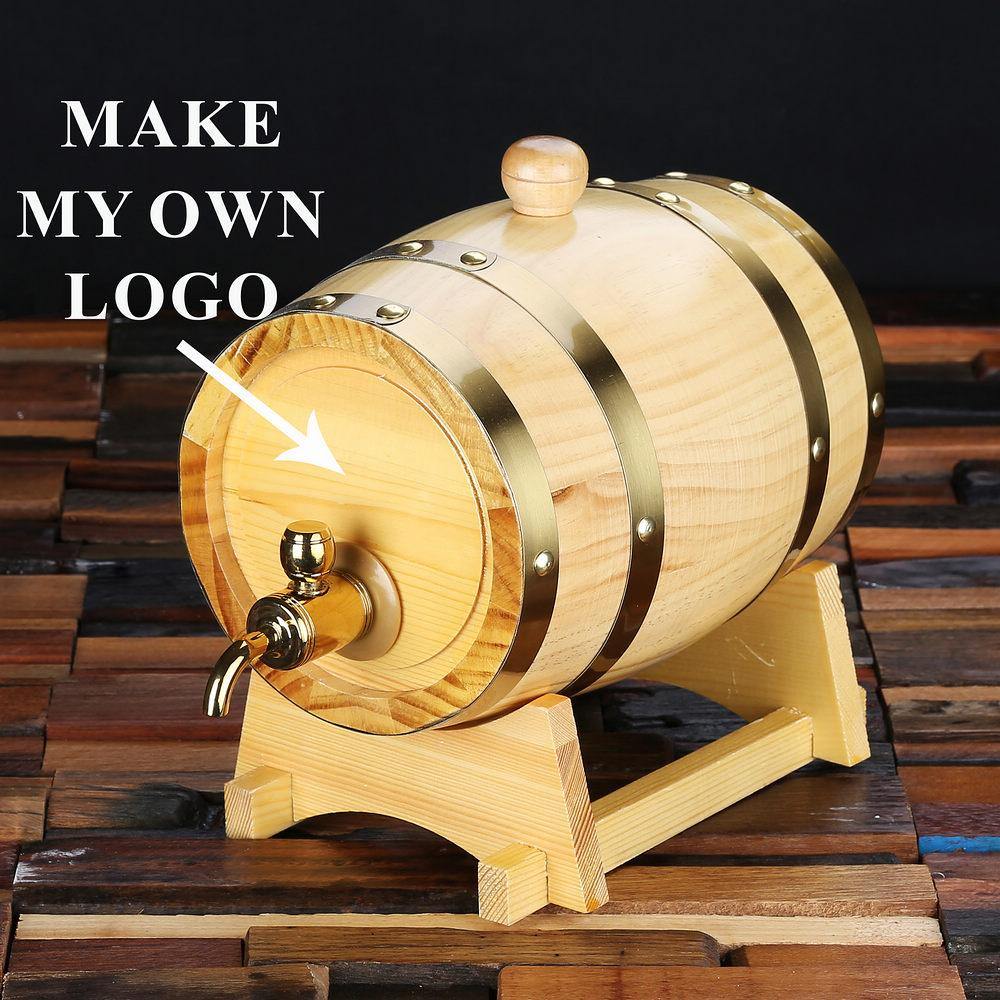 Personalized Barrel with Metal Tap, Groomsmen Gifts, Christmas Gift - Natural - Engravedideas
