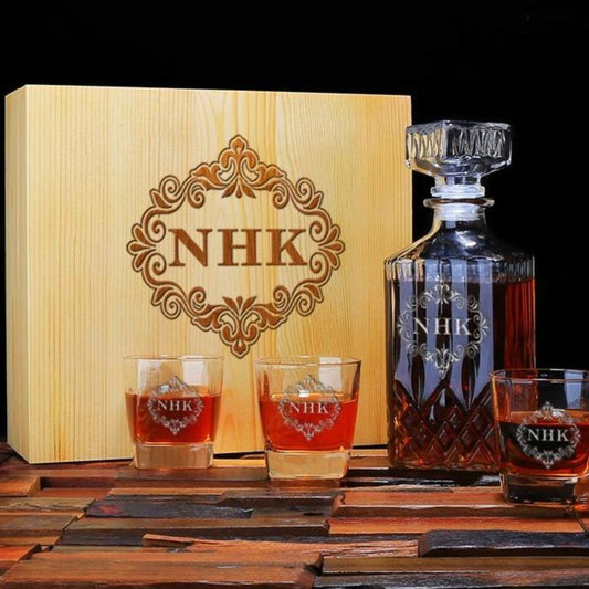 Men's Gift, Personalized Whiskey Decanter - Personalize Your Own Logo - Engravedideas