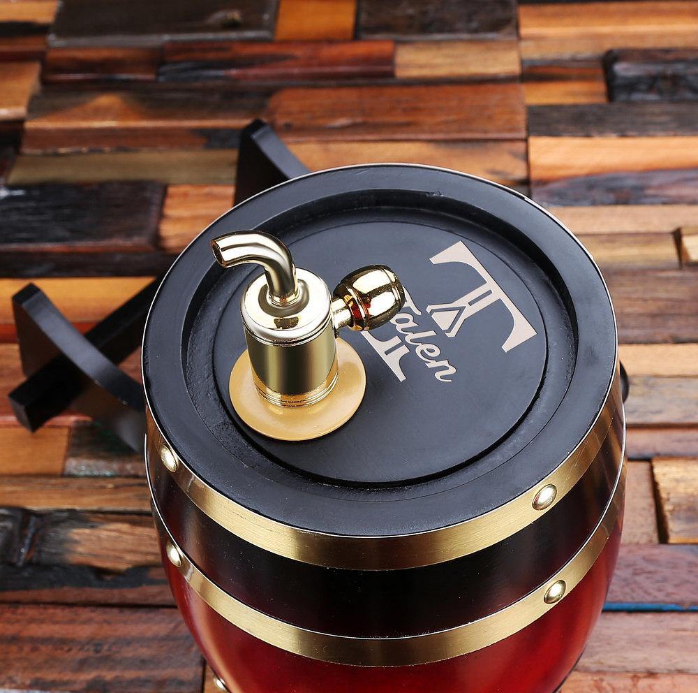 Personalized Barrel with Metal Tap, Groomsmen Gifts, Christmas Gift - Dark Red - Engravedideas