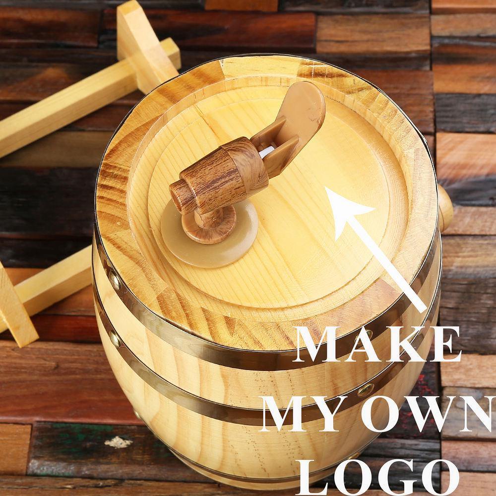 Groomsmen Gifts, Personalized Barrel - Natural Wood - Engravedideas