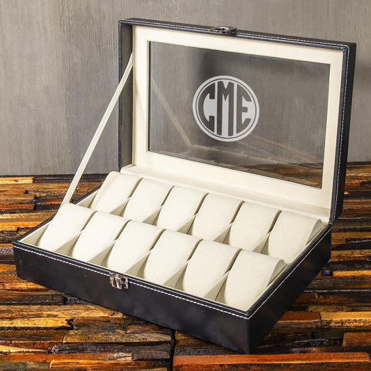 Christmas Gift, Personalized Watch Box 12 Slots, Gift for Men - Engravedideas