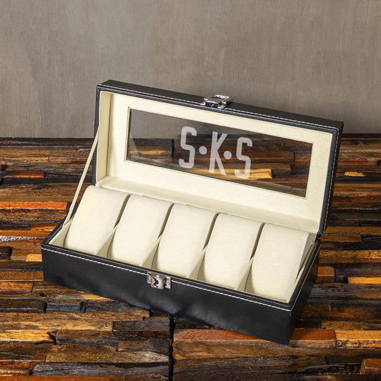 Christmas Gift, Personalized Watch Box 5 Slots, Gift for Men - Engravedideas