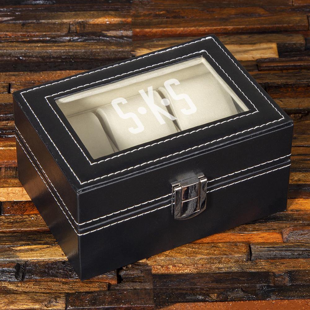 Christmas Gift, Personalized Watch Box 3 Slots, Gift for Men - Engravedideas