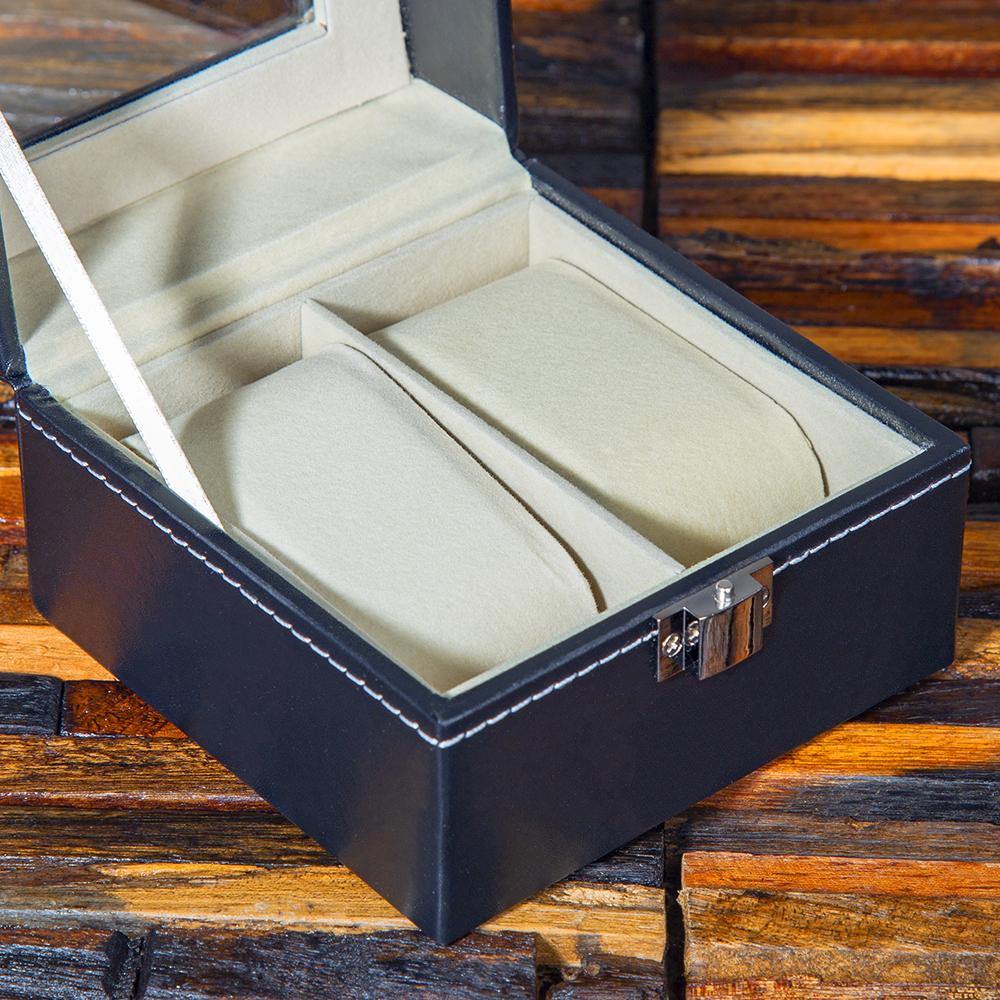 Groomsmen Gift, Personalized Watch box with 2 Slots, Christmas Gift - Engravedideas